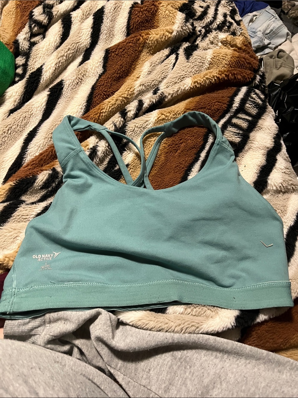 Old Navy Active Teal Green Cross-Back Sports Bra